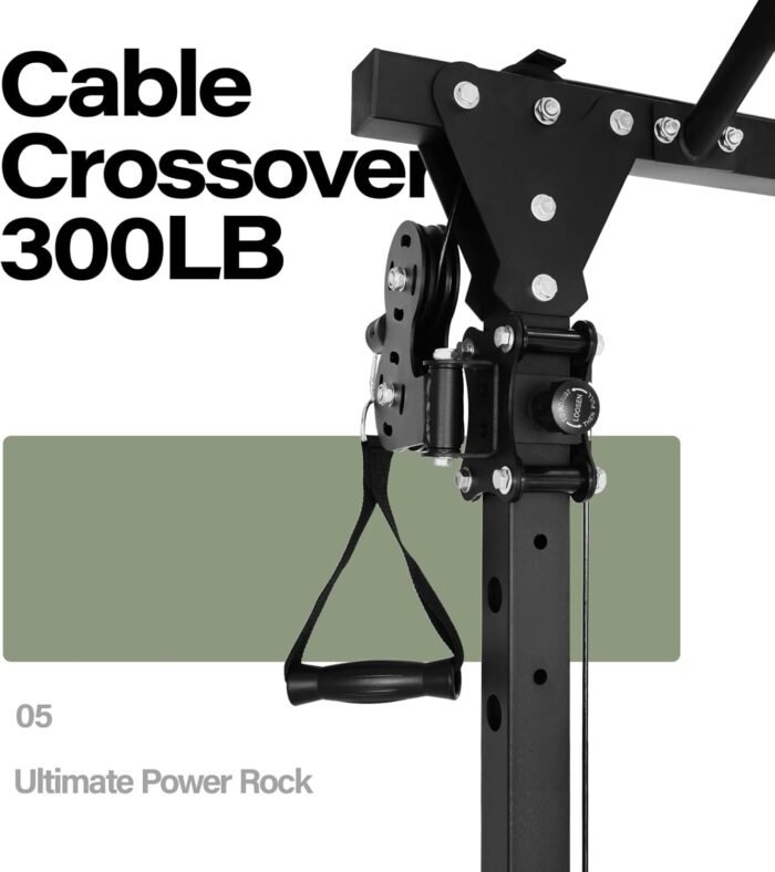 Power Rack | 5-in-1 Power Cage with Adjustable J-Hooks, Cable Machine & Pull-Up Bar | Home and Garage Gym Equipment for Strength Training - Image 3