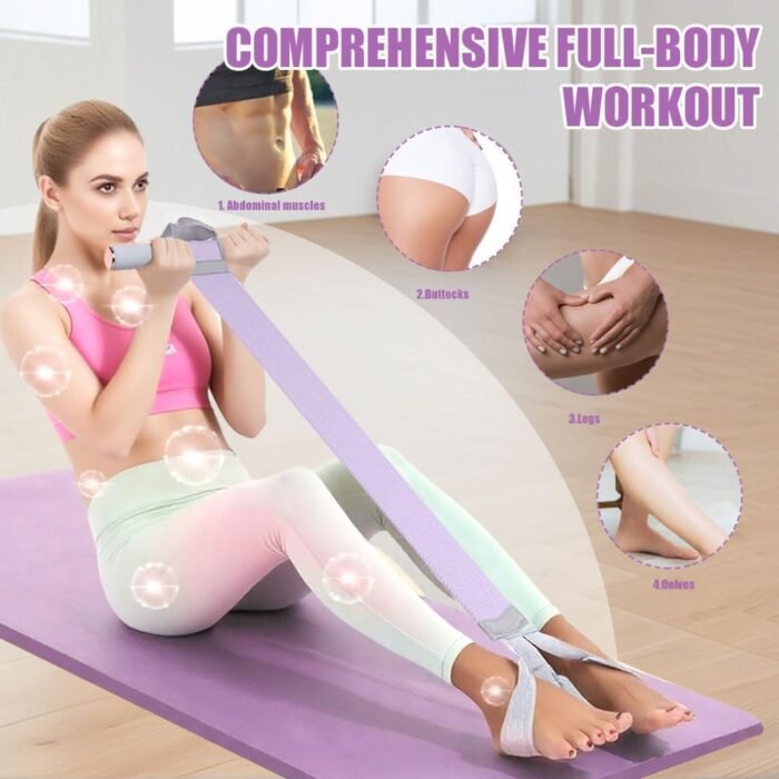 Fabric Resistance Band with Handles – Non-Slip Pedal Puller for Sit Ups & Full Body Strength Training, Portable Stretch Bands for Leg, Arm & Core, Workout Equipment for Women - Image 3