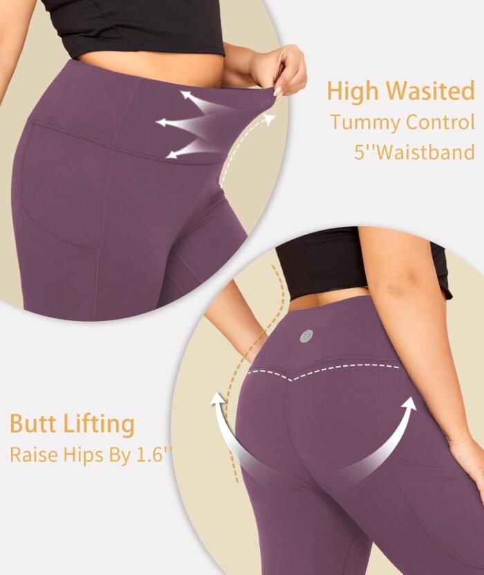 LALAGEN Plus Size Leggings for Women with Pockets-High Waisted 7/8 Leggings Tummy Control Workout Gym Yoga Pants - Image 6