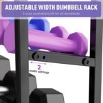 WUC Dumbbell Rack, Adjustable Weight Rack for Home Gym Storage for Dumbbells Kettlebells Yoga Mat & Balls, All in One Workout Equipment Storage Rack with Wheels, Powder Coated Steel, Black - Image 6