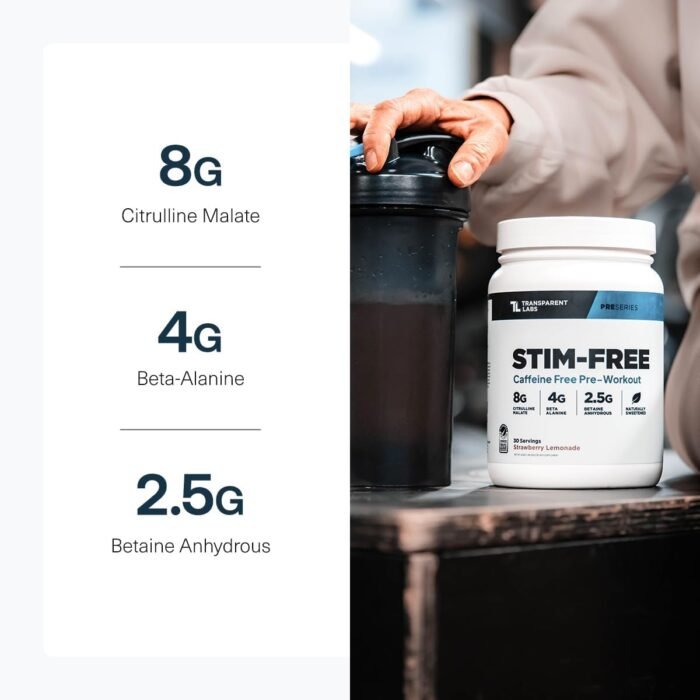 Transparent Labs Stim-Free Pre-Workout - Caffeine & Stim Free Pre Workout Powder for Men and Women with Beta Alanine Powder, Citrulline Malate, & elevATP - 30 Servings, Tropical Punch - Image 6