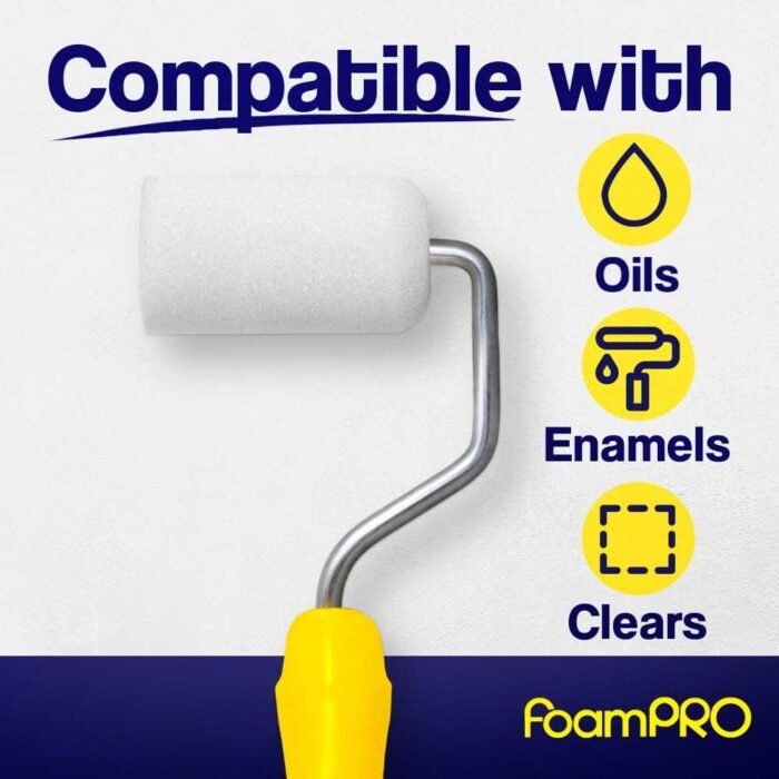 FoamPRO 162 | 2” Fine Finish Paint Roller | Mini Foam Roller (1 Pack) | Foam Paint Roll Cover + Paint Roller Handle | Home Painting Supplies & Paint Tools - Image 4