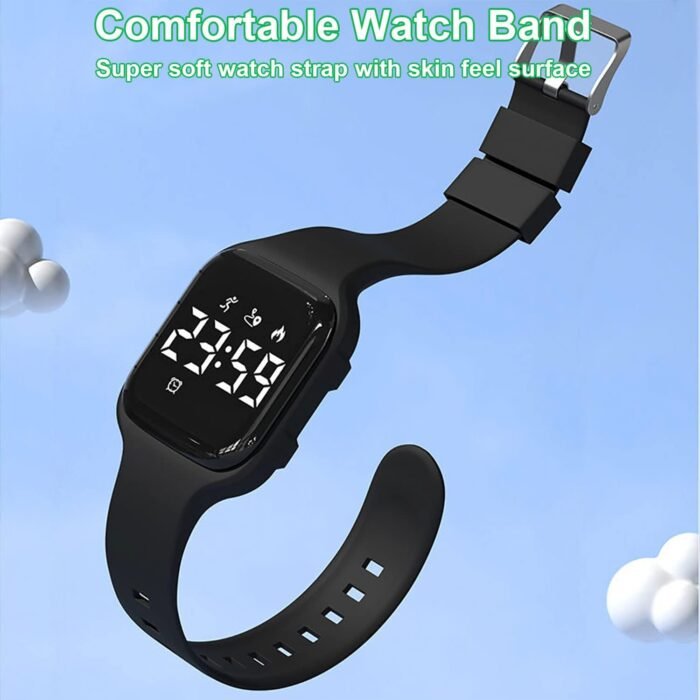 Kids Fitness Pedometer Watch Without App/Bluetooth,LED Sports Watch with Timer Calories/Distance/Step Counter,2 Alarm Clocks,21 Days Battery Life Rechargeable Digital Watch for Boy Girl Kids - Image 9