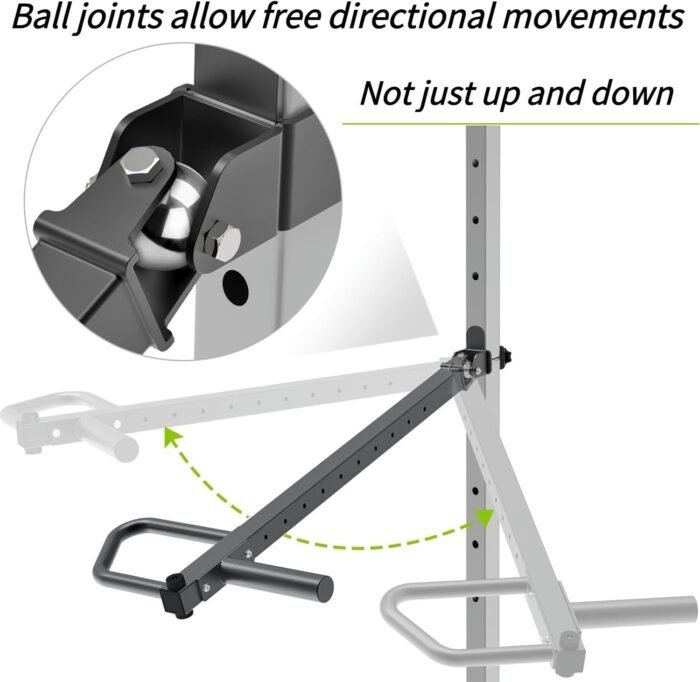 SELEWARE Adjustable Lever Arms Heavy Duty Jammer Arms for 2'' x 2'' and 3'' x 3''Power Racks Rated 600 lbs Per Arm for Strength Training Home Gym Workout Attachments Compatible with 2" Olympic Plates - Image 4