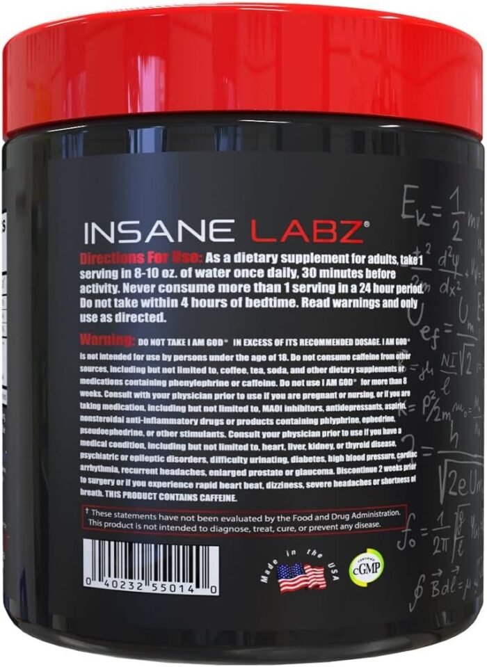 Insane Labz I am God Pre Workout, High Stim Pre Workout Powder Loaded with Creatine and DMAE Bitartrate Fueled by AMPiberry, Energy Focus Endurance Muscle Growth,25 Srvgs,Drink Ye All of It - Image 4