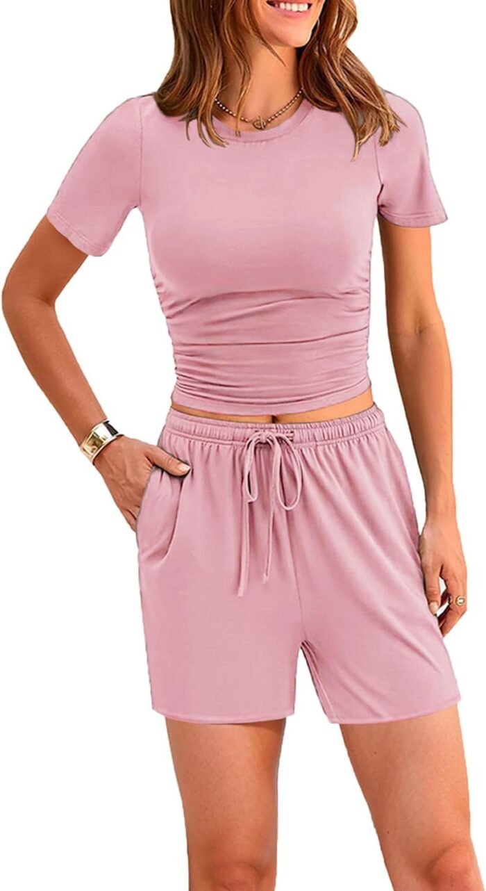 LICOBOD Lounge sets for women 2 piece short sets summer casual comfy airport vacation biker travel outfits Workout Streetwear - Image 3
