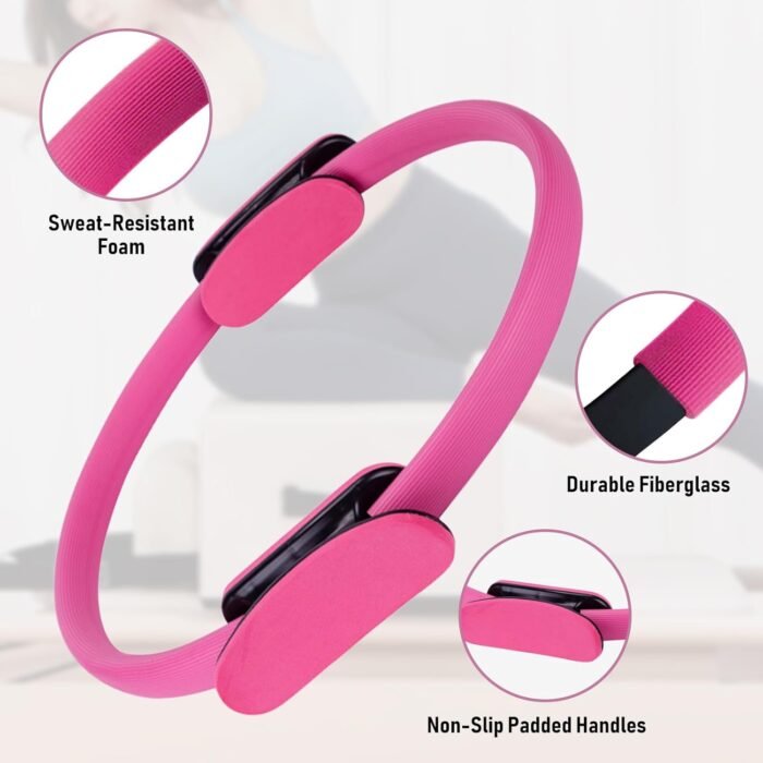 Pilates Rings for Exercise Women 2 Pieces Set,Pilates Ring Circle and Yoga mat,Pilates Ring Circle, Yoga Ring Inner Thigh Exercise - Image 5