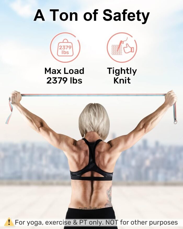 Tumaz Yoga Strap/Stretch Bands [15+ Colors, 6/8/10 Feet Options] with Extra Safe Adjustable D-Ring Buckle, Durable and Comfy Delicate Texture - Best for Daily Stretching, Physical Therapy, Fitness - Image 7