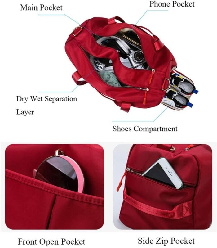 KARRESLY Sports Gym Bag for Women or Men Travel Duffel Bag with Wet Pocket and Shoes Compartment for Training Swim Yoga(Light purple) free size - Image 5