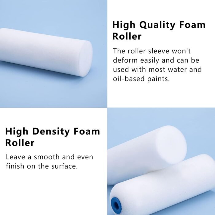 Mister Rui Foam Paint Roller, Sponge Paint Roller Sleeve, High Density Foam, for Furniture Painting and Decorating, 4 Inch Head-Rounded Design (110mm), Pack of 10 - Image 6