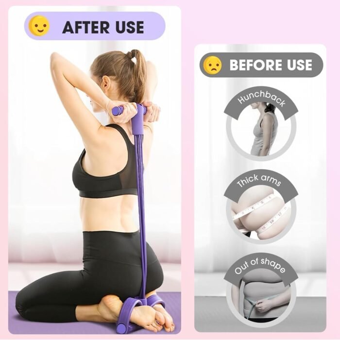 21 Fitness Resistance Bands-6 Tube Pedal Ankle Puller,Pedal Resistance Band with Handle, Tube Pedal Ankle Puller,Train Thighs, Arms, Buttocks and Waist Slimming,Natural Material for Women Men - Image 4