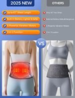 ALLJOY 67" Cordless Heating Pad for Back Pain Relief FSA HSA Eligible, Birthday Gifts for Women Men Mom Dad, Portable Lower Back Massager with 3 Heat 5 Vibration, Wireless Heating Pad for Cramps - Image 7