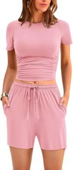 LICOBOD Lounge sets for women 2 piece short sets summer casual comfy airport vacation biker travel outfits Workout Streetwear - Image 2