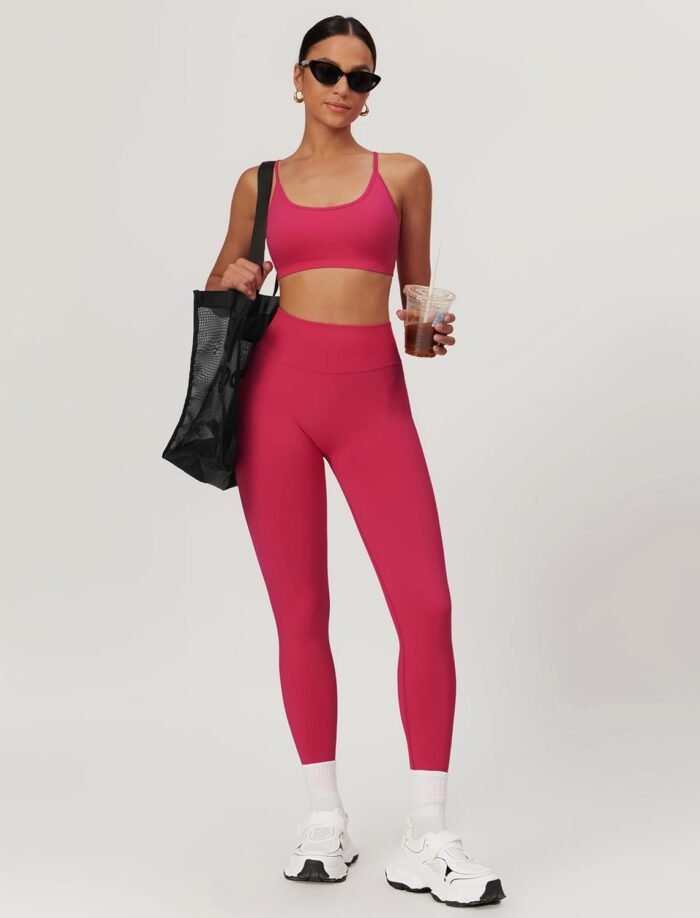 ABOCIW Workout Sets for Women 2 Piece Seamless HIgh Waist Scunch Butt Lifting Leggings Strappy Sports Bra Gym Outfits - Image 5