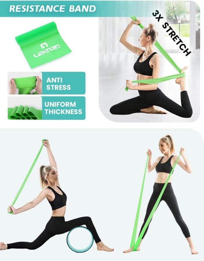 Yoga Wheel Set 9 in 1, Yoga Starter Kit for Beginner, Back Roller for Pain Relief & Deep Tissue Massage, Stretching, Improving Backbends, Size 13'' - Image 6