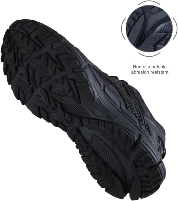 Women's Walking Sneakers-Comfortable Breathable All Black Narrow Toe Casual Joggers-Non Slip Athletic Gym Workout-Outdoor Cushioning Hiking Shoes - Image 3