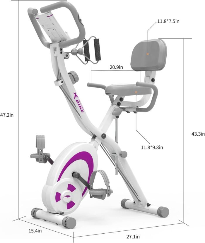 leikefitness Folding Stationary Bike Recumbent Exercise Bike w/Arm Resistance Bands-Pulse Sensor-LCD Monitor and Easy to Assemble Indoor Cycling Bike 2280 - Image 3