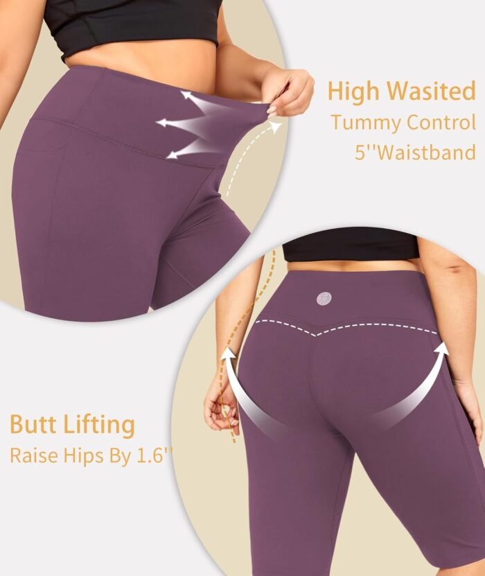 LALAGEN Women Plus Size Biker Shorts with Pockets - Tummy Control Gym Workout Running Yoga Volleyball Athletic Shorts - Image 6