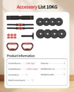 Adjustable Dumbbells,20/30/40/60/80lbs Free Weight Set with Connector, 4 in1 Dumbbells Set Used as Barbell/Kettlebells/Push up Stand, Fitness Workout Equipment for Home Gym for Youth,Women/Men - Image 8