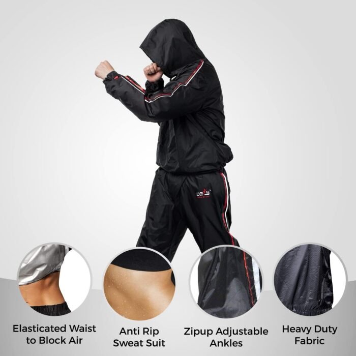 DEFY Heavy Duty Sauna Suit for Weight Loss Full Body Wrap Hoodie Men Women Anti-Rip Sweat suit Gym Workout Exercise Gear - Image 3