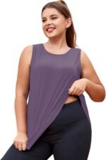 LALAGEN Plus Size Womens Workout Tank Tops Sleeveless Summer Loose Fit Flowy Yoga Athletic Running Shirts - Image 2
