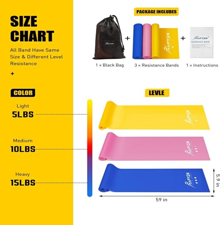 Resistance Bands, Exercise Bands, Physical Therapy Bands for Strength Training, Yoga, Pilates, Stretch Elastic Band with Different Strengths, Workout Bands for Home Gym - Image 7