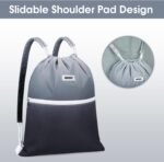 WANDF Drawstring Backpack Sports Gym Bag with Shoulder Pads Water Resistant String Cinch Bag for Women Men (Black Gradient) - Image 3
