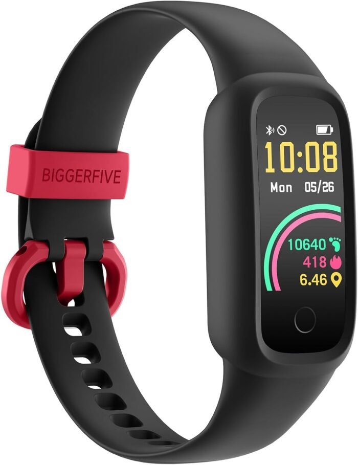 BIGGERFIVE Vigor 2 L Kids Fitness Tracker Watch for Boys Girls Ages 5-15, Activity Tracker, Heart Rate Sleep Monitor, IP68 Waterproof, Pedometer, Calorie Step Counter Watch, Black - Image 2