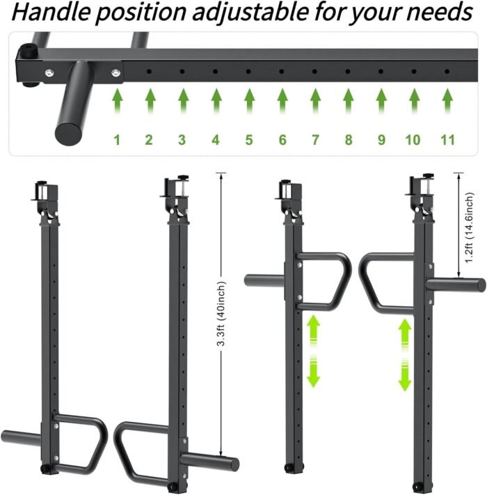 SELEWARE Adjustable Lever Arms Heavy Duty Jammer Arms for 2'' x 2'' and 3'' x 3''Power Racks Rated 600 lbs Per Arm for Strength Training Home Gym Workout Attachments Compatible with 2" Olympic Plates - Image 6