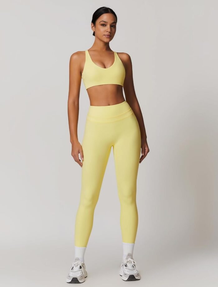 Womens Workout Sets Adjustable Straps Sports Bras and High Waist Leggings Sets Pilates 2 Piece Outfits for Women - Image 3