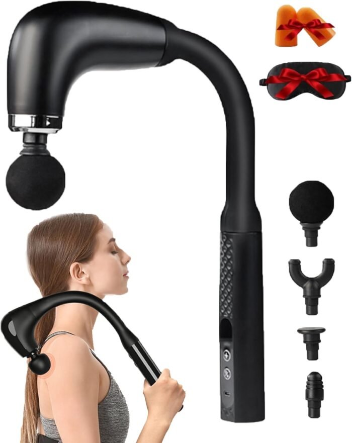 Rocuma Massage Hammer, 2025 Upgraded Massager Hammer with Extension Handle, Portable 10mm Massage Gun Deep Tissue Massager with 4 Heads & 9 Speed Levels, Rocuma for Pain Relief Deep Tissue (Black) - Image 2