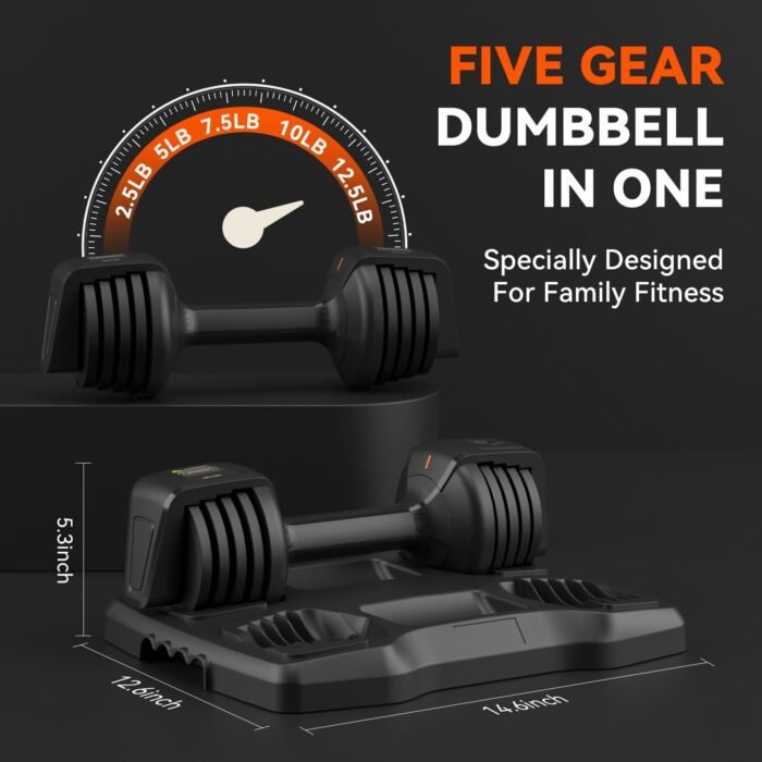 Smart Adjustable Dumbbell Set - Pair with Stand - Quick Adjustment, Secure Grip - Compact Home Gym Training Dumbbells for Men & Women with Voice Reminder & Motion Sensing Functions - 25LB - Image 7