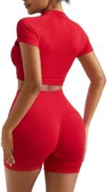 RXRXCOCO Hidden Scrunch Butt Workout Sets for Women 2 Piece Crop Tops Seamless Booty Shorts Matching Gym Yoga Outfits - Image 2