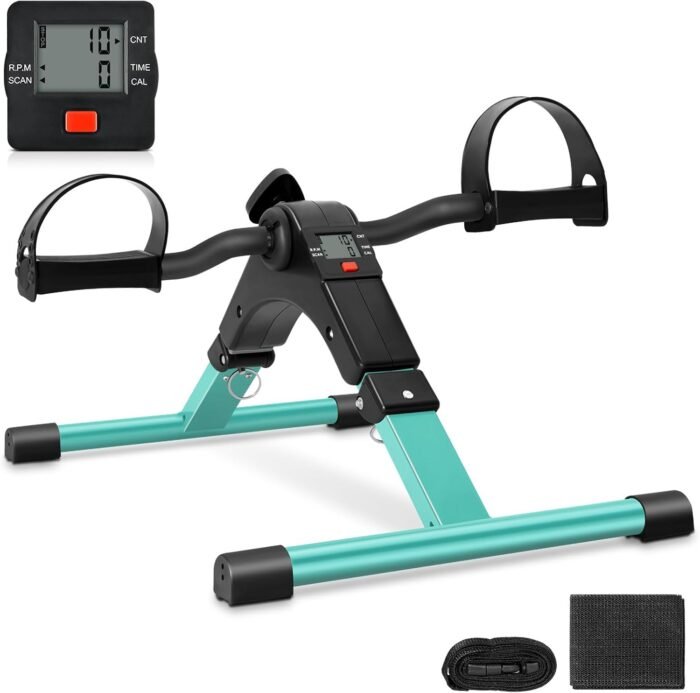 Uten Folding Pedal Exerciser, Under Desk Bike Pedal Exerciser, Mini Under Desk Exercise Bike Foot Hand Cycle Portable, Arm and Leg Exercise Peddler Machine with LCD Monitor - Image 2