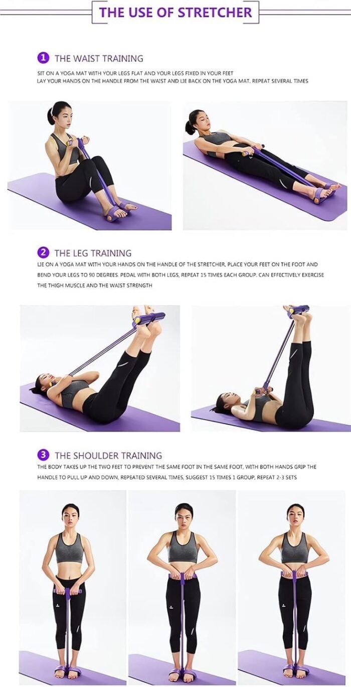 21 Fitness Resistance Bands-6 Tube Pedal Ankle Puller,Pedal Resistance Band with Handle, Tube Pedal Ankle Puller,Train Thighs, Arms, Buttocks and Waist Slimming,Natural Material for Women Men - Image 6
