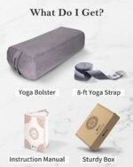 Tumaz Rectangular Yoga Bolster Set - Soft Meditation Pillow with Carry Handle and 8-Feet Yoga Strap, Machine Washable Cover - Image 5