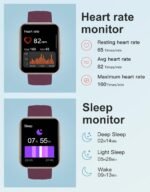 Smart Watches for Men Women (Answer/ Make Calls) Compatible with iPhone Android Phones, 1.85" Smartwatch Fitness Tracker with 100+ Sports Heart Rate Monitor Pedometer Sleep Tracker Waterproof (Purple) - Image 4