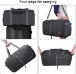 Canway 65L Travel Duffel Bag, Foldable Weekender Bag with Shoes Compartment for Men Women Water-proof & Tear Resistant (Panther Black, 65L) - Image 4