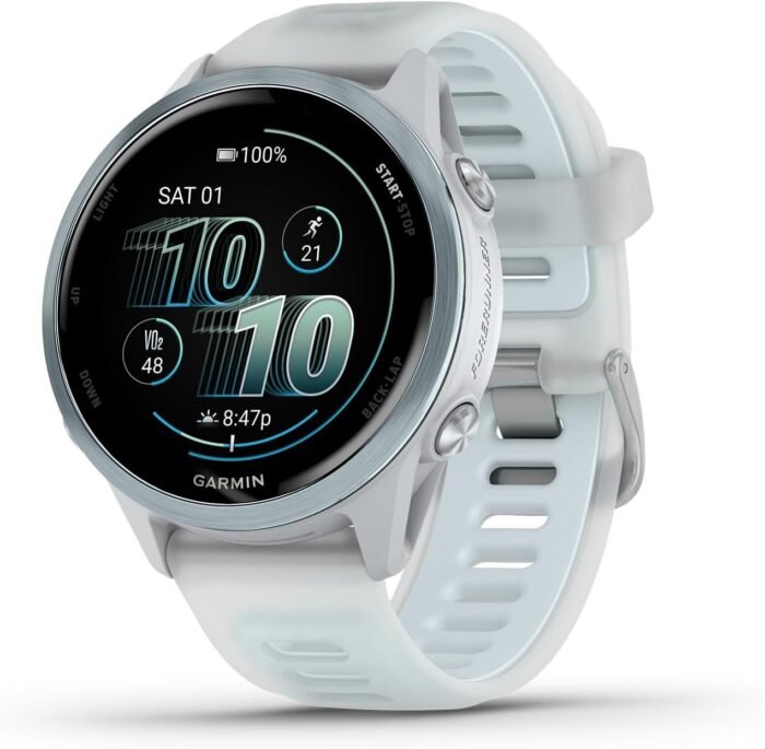 Garmin® Forerunner® 570, 42mm, Advanced GPS Running and Triathlon Smartwatch, AMOLED Display, Training and Recovery Features, Cloud Blue Aluminum with Translucent Whitestone/Cloud Blue Band - Image 2