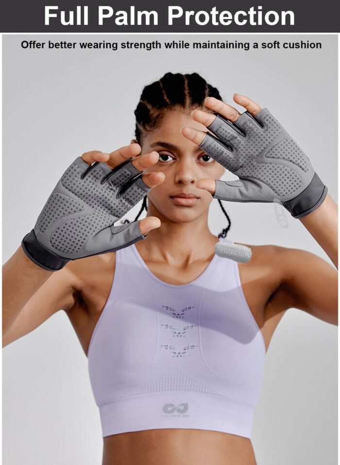 Workout Gloves for Women & Men, Anti-Slip Fingerless Gloves for Weightlifting, Mens Workout Gloves Gym Gloves Fitness Gloves - Image 3