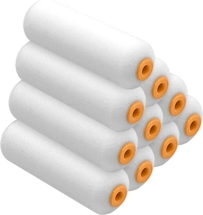 Foam Paint Roller, 10 Pack, 4 Inch High Density Foam Roller, Mini Paint Roller Covers for Smooth Paint Application, No Lint Shedding on Walls, Cabinets, Doors - Image 2