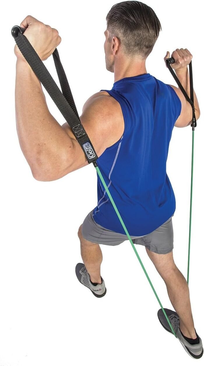 GoFit Pro-Grade Power Tubes with Handles - Resistance Tubes with Handles - Exercise Band - 30 lbs - Green - Body Building - Workout - Image 4