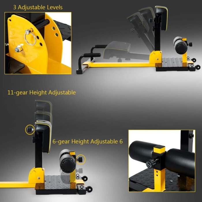 GYMAX Sissy Squat Machine, 8-in-1 Workout Machine with Adjustable Height & Protective Foam, Sissy Squat, Push-up, Sit-up, Rope Exercise Machine for Strength Training, Home Gym - Image 5