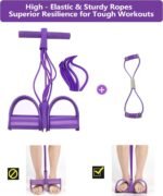 6-Tube Pedal Ankle Puller Resistance Bands with Free Figure 8 Exercise Bands Included,Pedal Puller Resistance Band with Handle for Home Gym,Yoga & Pilates,Ideal to Tone Arms,Abs,Waist Unisex - Image 7