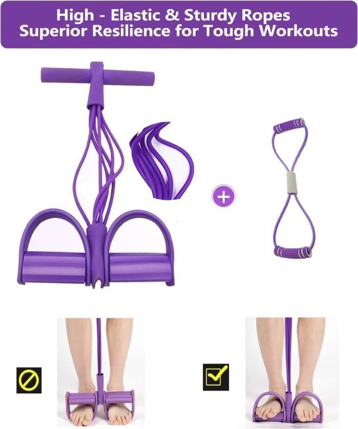 6-Tube Pedal Ankle Puller Resistance Bands with Free Figure 8 Exercise Bands Included,Pedal Puller Resistance Band with Handle for Home Gym,Yoga & Pilates,Ideal to Tone Arms,Abs,Waist Unisex - Image 7