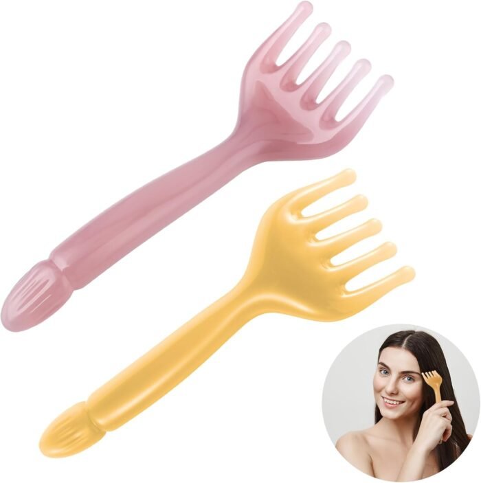 2Pcs Head Massager Manual Hair Scalp Massager Gua Sha Five Claw Massage Tool Comb Portable Handheld Resin Relax Tool for Father's Day Mother's Day Gifts (Amber; Cloud Brown) - Image 9