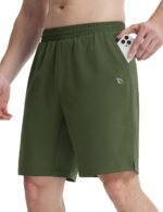 baleaf Men's Athletic Running Shorts 9" Quick Dry Workout Gym Shorts Lightweight Mesh 2 in 1 Shorts with Zipper Pockets - Image 2