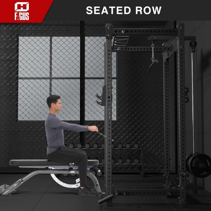 LAT Pull Down Attachment for 3"x3" Power Cage, 2000lbs Multi-Function Power Rack, Commercial Squat Rack for Home Gym Free Weight with Attachment Set - Image 7