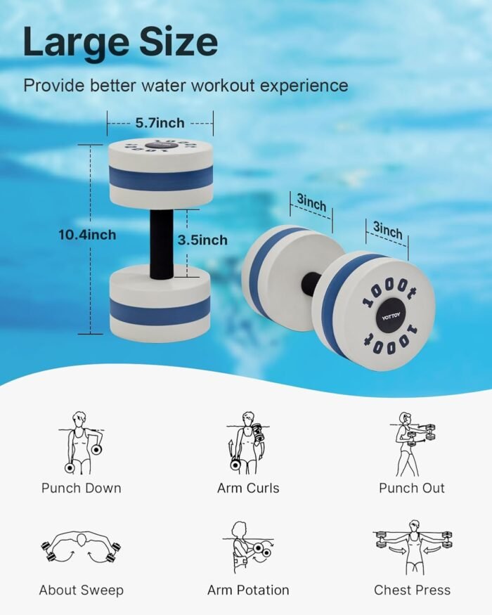 YOTTOY Water Dumbbells for Pool Exercise,Foam Aquatic Dumbbells for Water Aerobics,Resistance Training & Physical Therapy,Pool Weights for Water Workouts,Aqua Fitness,Set of 2 - Image 5