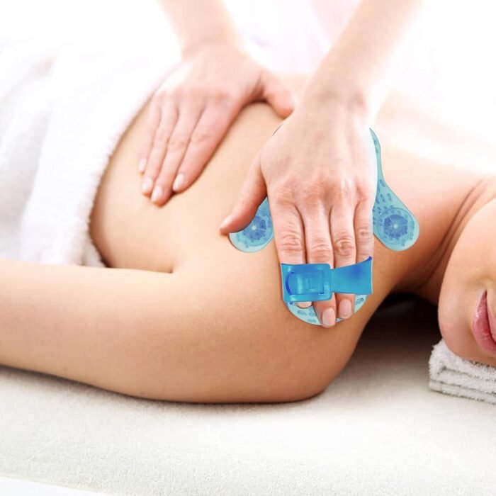 Handheld Massage Ball for Muscle Back Neck Joint Foot Shoulder Leg Pain Relief - Palm Shaped Massage Tool with Roller Balls, Portable Design, Blue - Image 7